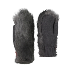 Mitt-Acrylic knit-Synth.fur-Fleece